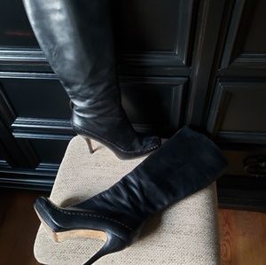 Max Studio Stitch tall platform boots Sz 7 Blk